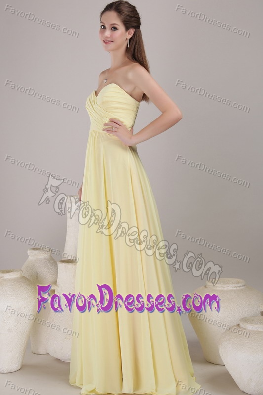 Light Yellow Sweetheart Long Ruched Chiffon Maternity Bridesmaid Dress