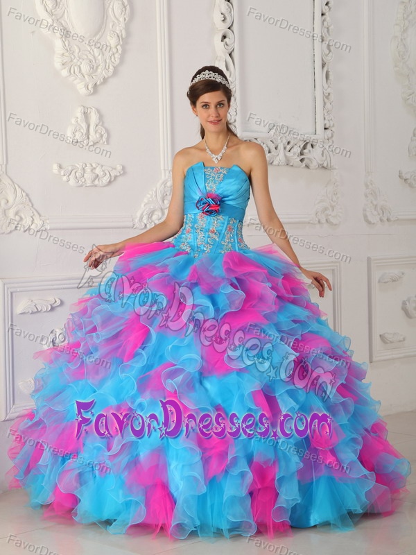 Multi-color Ball Gown Quinceanera Dresses with Ruffles Made in Organza