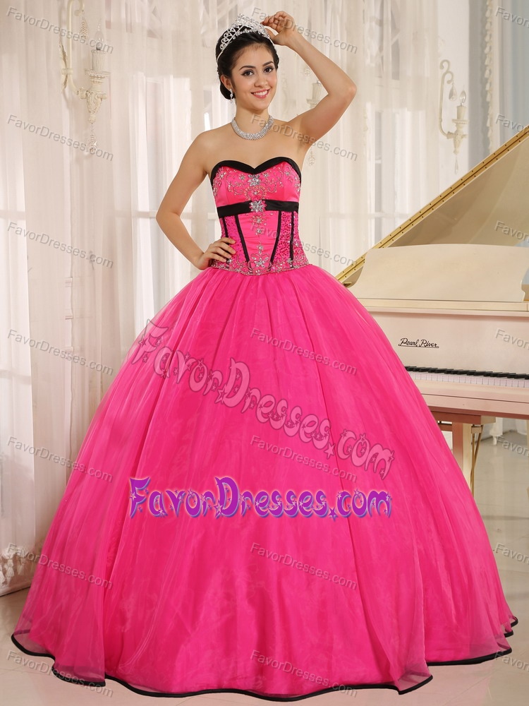 Hot Pink Sweet Sixteen Quinceanera Dress in Organza on Sale