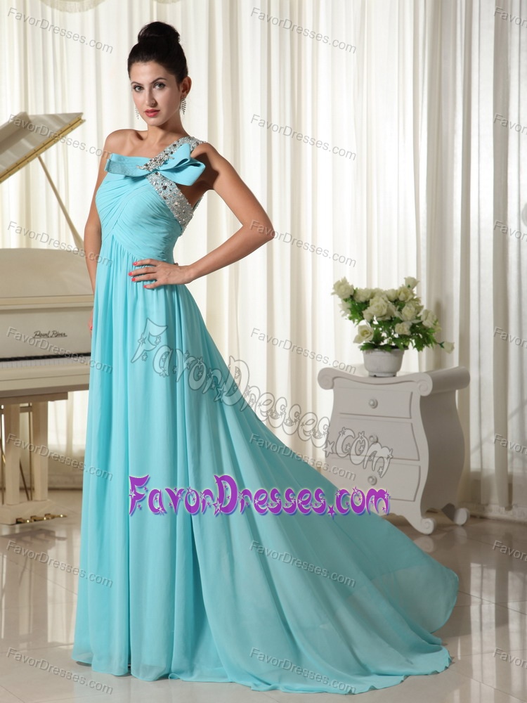 Beaded Single Shoulder Prom Holiday Dresses in Chiffon with Ruching on Sale