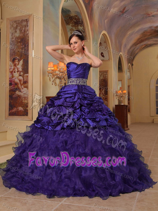 Dark Purple Trendy Sweetheart Quinceanera Dress in Organza and Taffeta