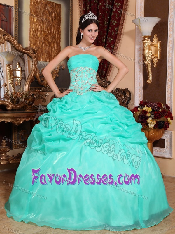 Floating Ball Gown Quinceanera Dresses in Organza in Turquoise