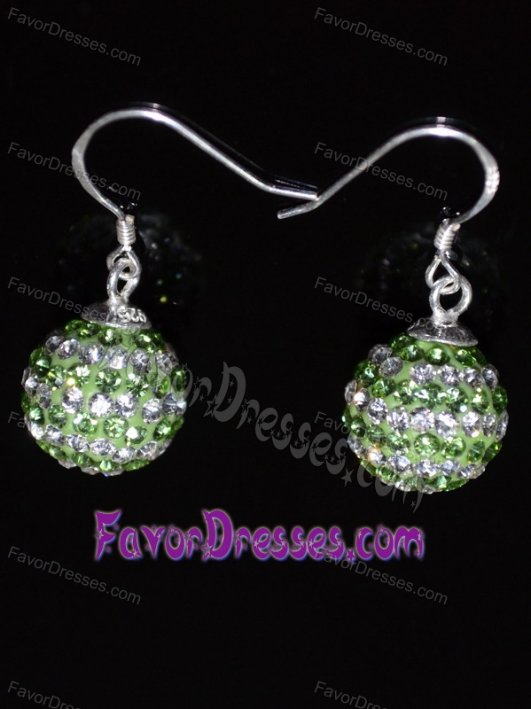 Cheap Round Rhinestone Spring Green And White Earrings