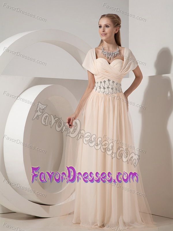 New Style Column Sweetheart Evening Dresses in Chiffon in Champagne