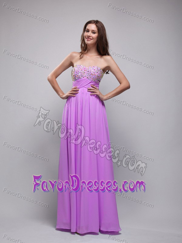 Flirty Pink Empire Strapless Prom Evening Dresses in Chiffon with Beading