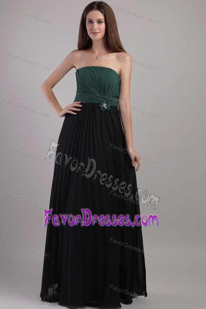 Amazing Strapless Evening Dresses in Peacock Green and Black in Chiffon
