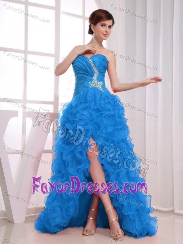 Righteous Beading Sweetheart Teal High-low Prom Celebrity Dress