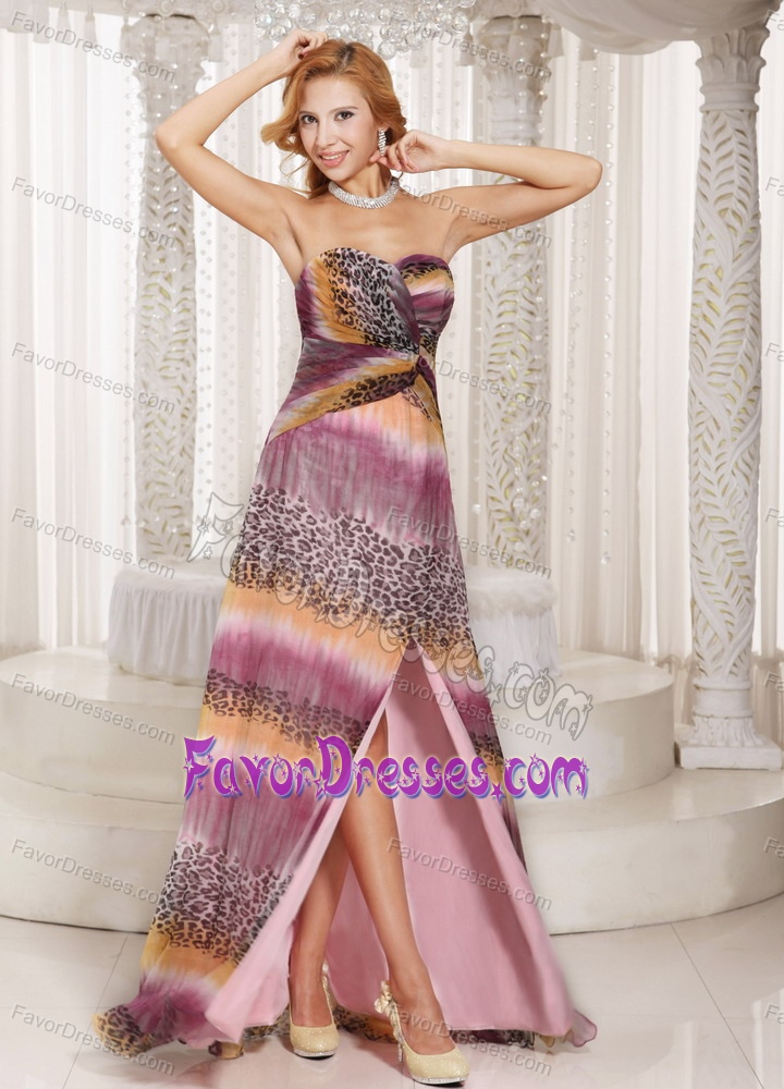 Sweetheart Long Special Printed Ruched Prom Dress for Ladies on Sale