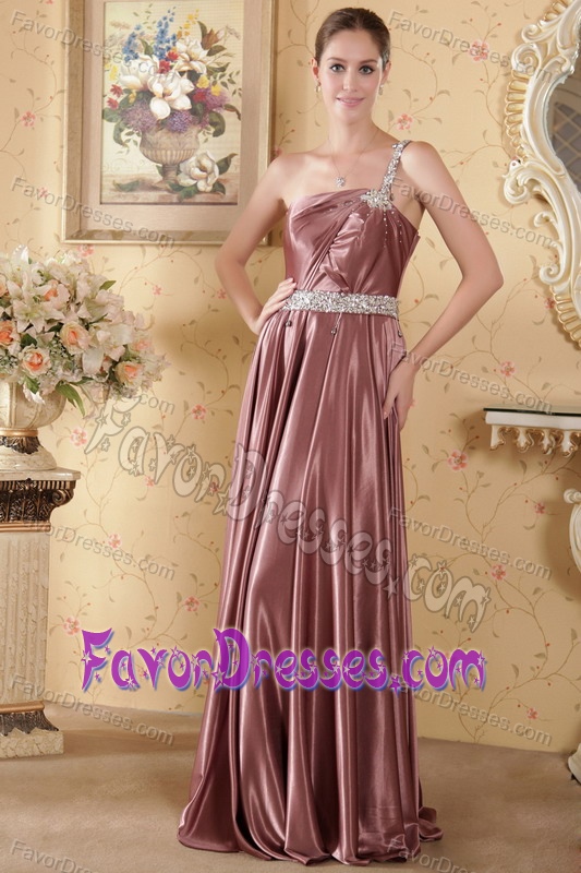 Fashionable One Shoulder Ruched Graduation Dress with Beading