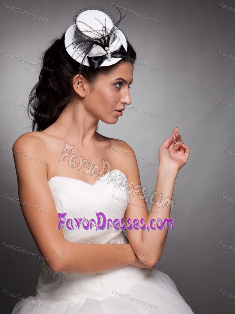 White and Black Beaded Bowknot Net Yarn Bridal Fascinators