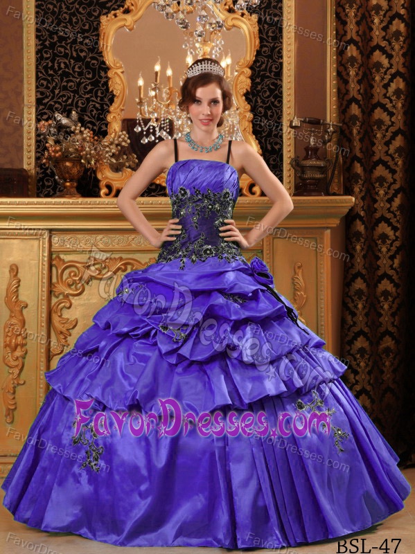 Affordable Sweetheart Beaded Ball Gown Straps Quince Dresses in Purple