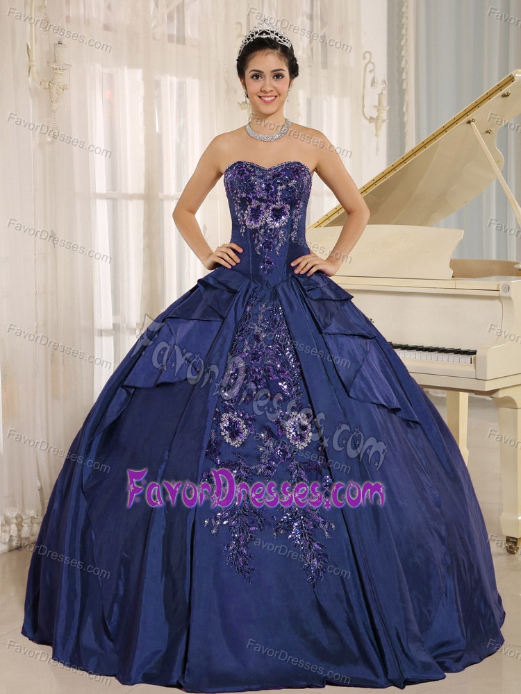 Upscale Sweetheart Quinceaneras Gowns Dresses in Blue with Embroidery