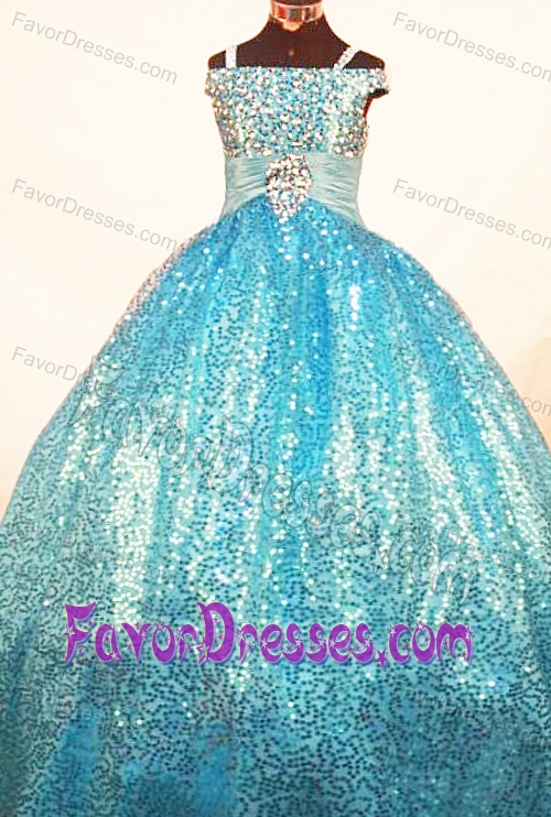 Brand New Ball Gown Straps Pageant Dresses for Kids with Paillette over Skirt