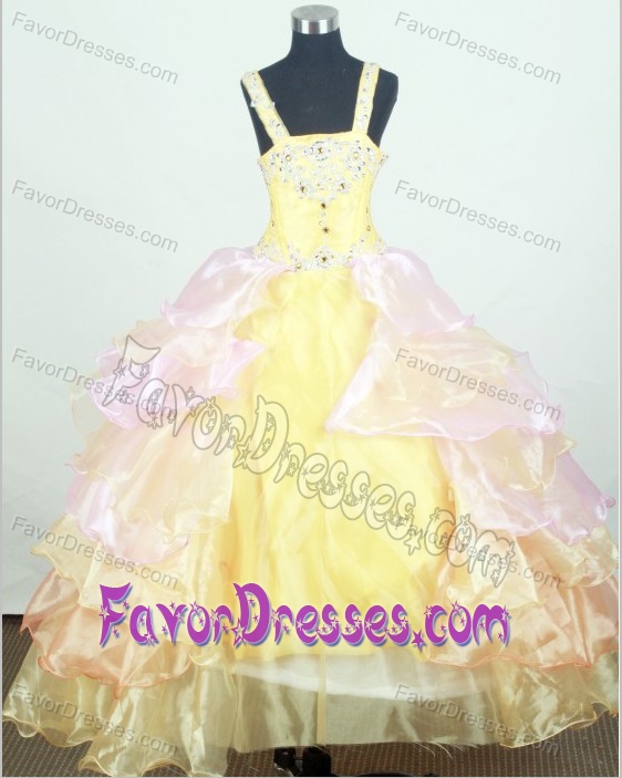 Appliqued Organza Little Girl Pageant Dresses with Ruffled Layers and Beading