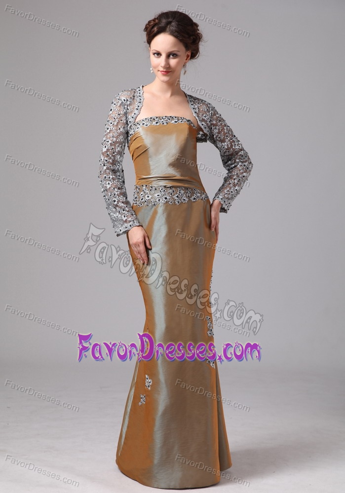 Popular Mermaid Long Mother Dress with Appliques in Elastic Woven Satin