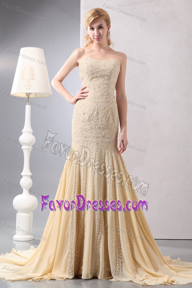 Best Gold Sweetheart Prom Dress for Summer with Beading and Sequins