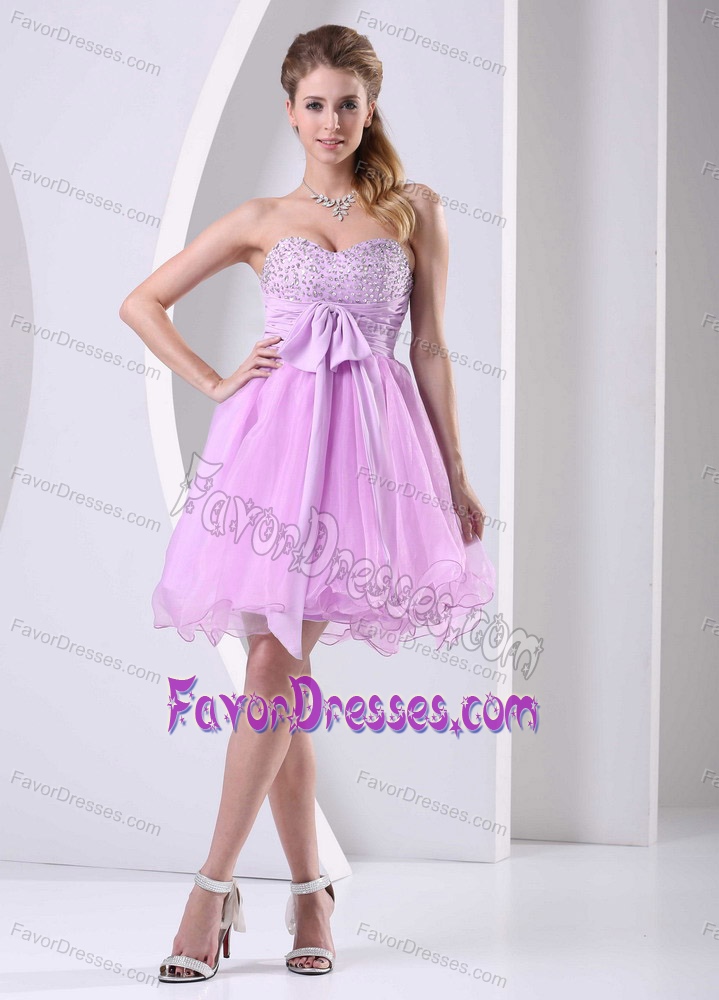 Sweetheart Beaded Chiffon Knee-length Organza Party Dress with Sash in 2013
