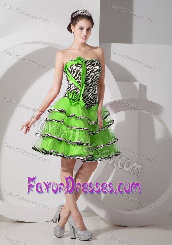 Special Spring Green Zebra Prom Nightclub Dress with Lace-up Back
