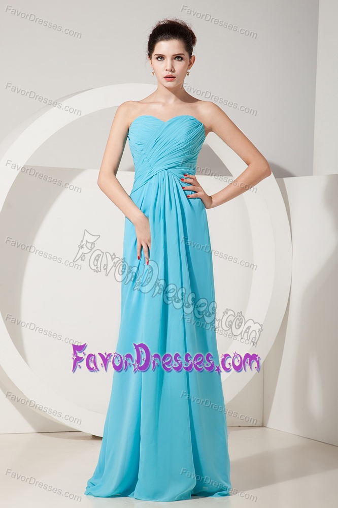 Empire Sweetheart Ruched Chiffon Semi-formal Prom Dress in Baby Blue