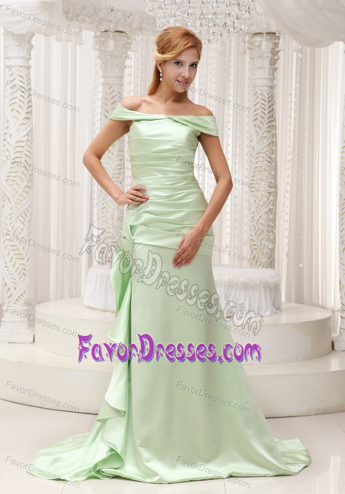 2013 Off The Shoulder Yellow Green Taffeta Prom Holidays Dress Best Seller