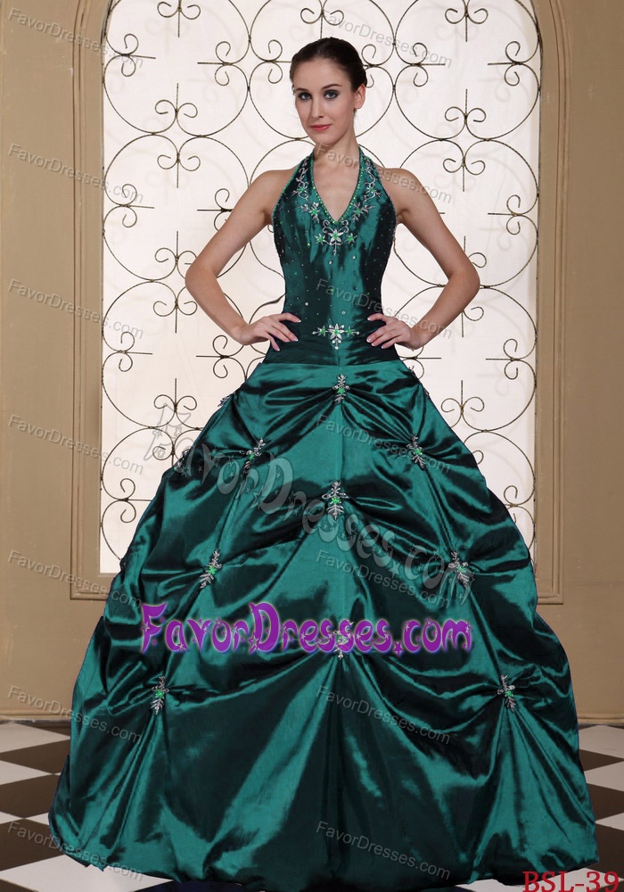Halter Top Embroidery Sweet Sixteen Quinceanera Dresses with Beading