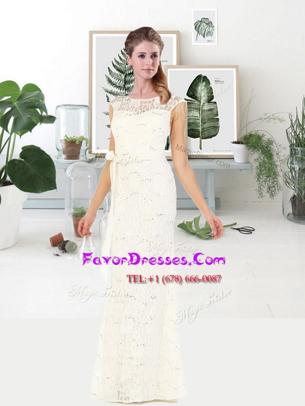 Low Price White Scoop Neckline Lace Homecoming Dress Sleeveless Zipper