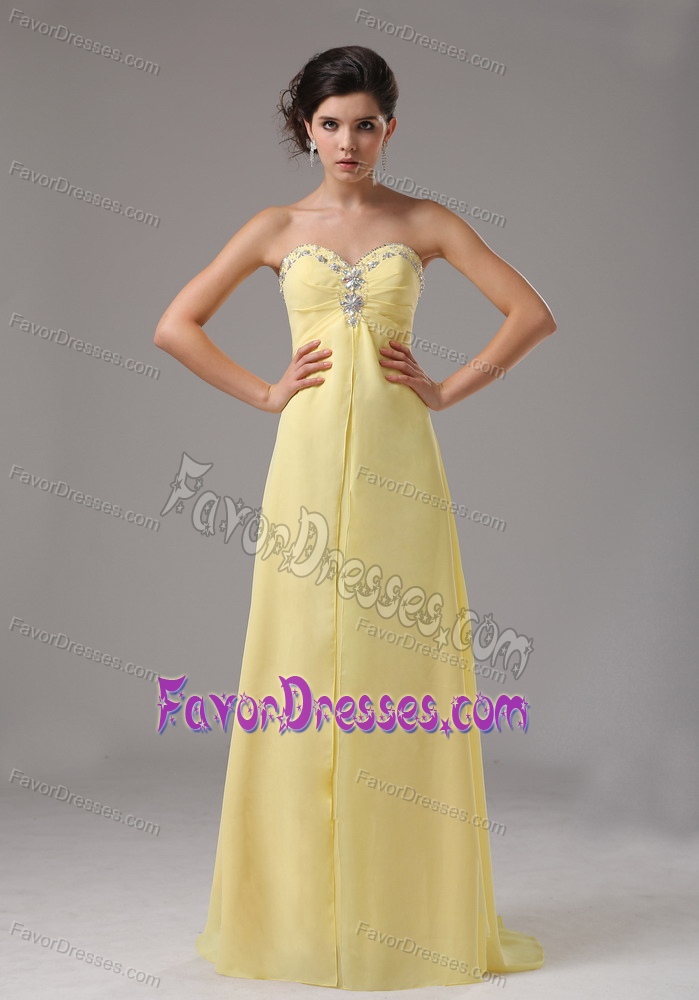 Yellow Custom Made Sweetheart Prom Dress for Girls with Beads in Chiffon