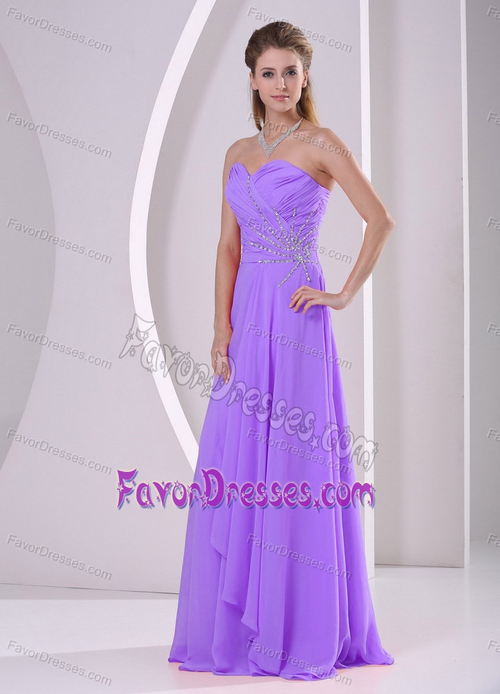 2014 Purple Sweetheart Beaded and Ruched Chiffon Dress for Prom Party on Sale