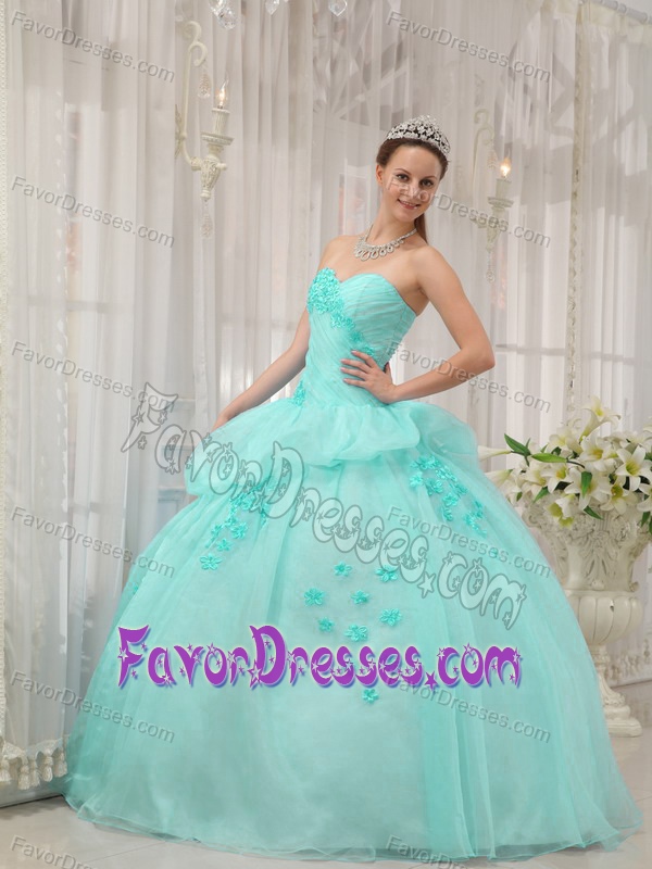 Must-have Apple Green Sweetheart Quinceanera Gowns Dress in Organza