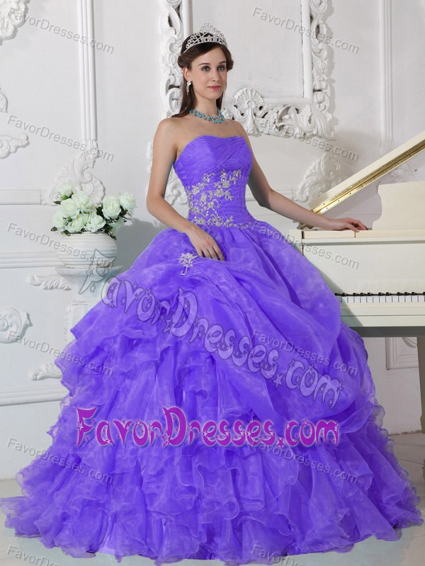 Vintage-inspired Purple Organza Beading Sweet Sixteen Quinceanera Dress