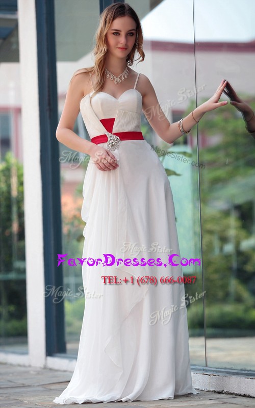 Edgy Sleeveless Side Zipper Floor Length Belt Prom Party Dress