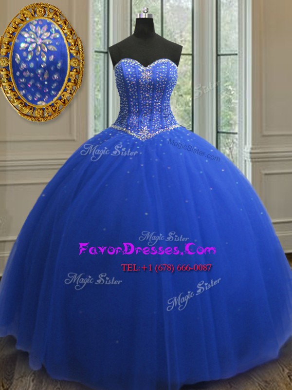 Custom Made Sweetheart Sleeveless Tulle Sweet 16 Dress Beading and Sequins Lace Up