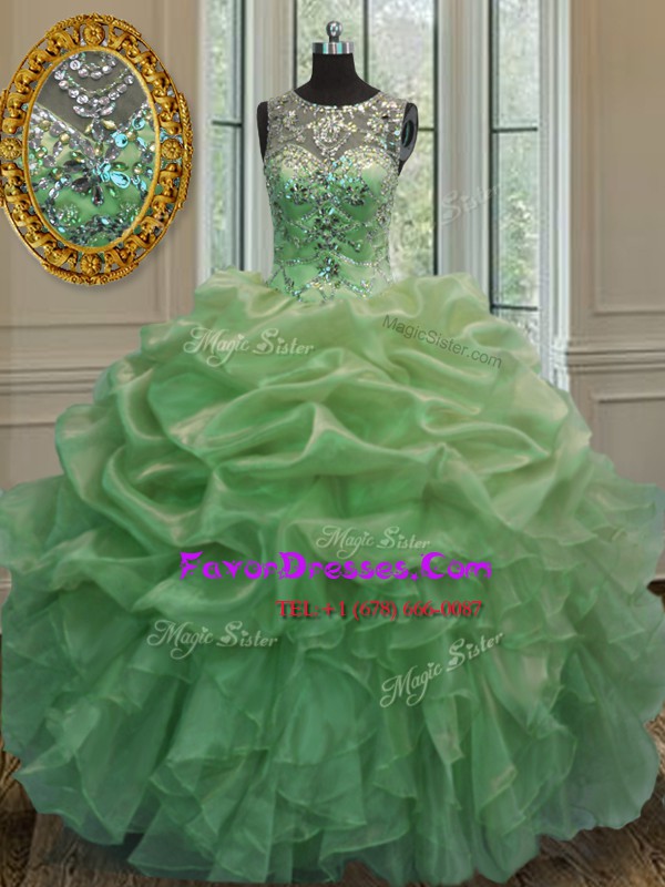Sweet Pick Ups Ball Gowns Quinceanera Gown Scoop Organza Sleeveless Floor Length Lace Up