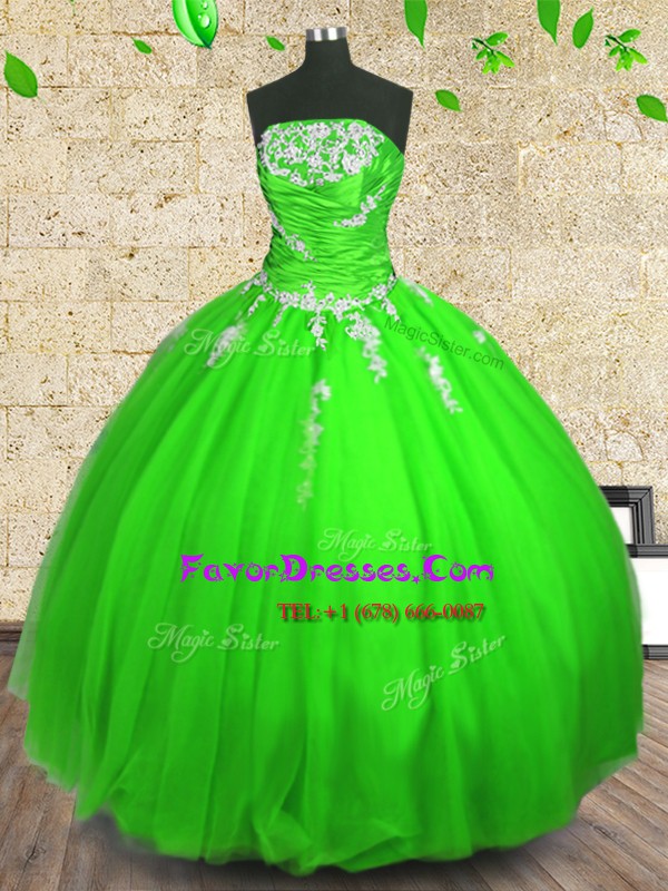 Extravagant Strapless Sleeveless Lace Up Sweet 16 Quinceanera Dress Tulle