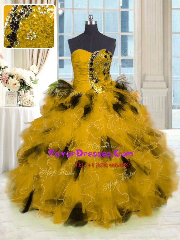  Tulle Sleeveless Floor Length Sweet 16 Dresses and Beading and Ruffles