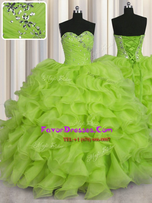  Beading Quinceanera Gown Lace Up Sleeveless Floor Length