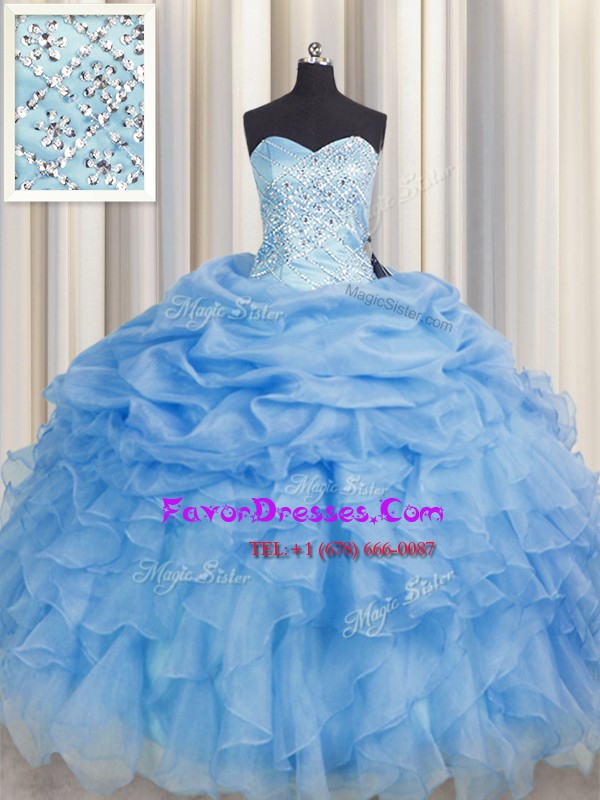 Low Price Baby Blue Sweet 16 Dresses Military Ball and Sweet 16 and Quinceanera and For with Beading and Ruffles Sweetheart Sleeveless Lace Up