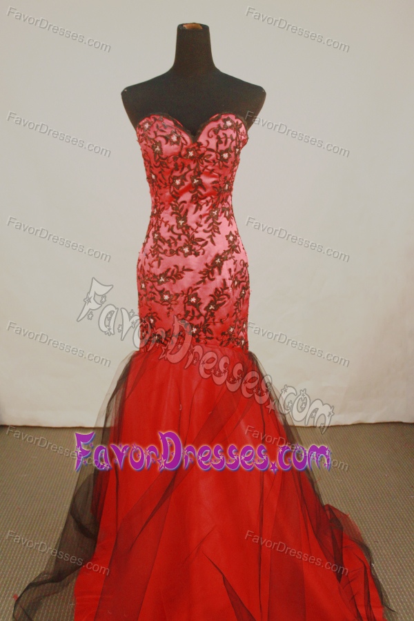 Sexy Red Mermaid Sweetheart Prom Homecoming Dress with Embroidery for Fall