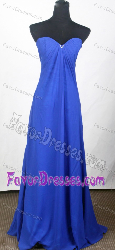 Popular Empire Sweetheart Long Prom Attire with Ruches in Blue on Sale