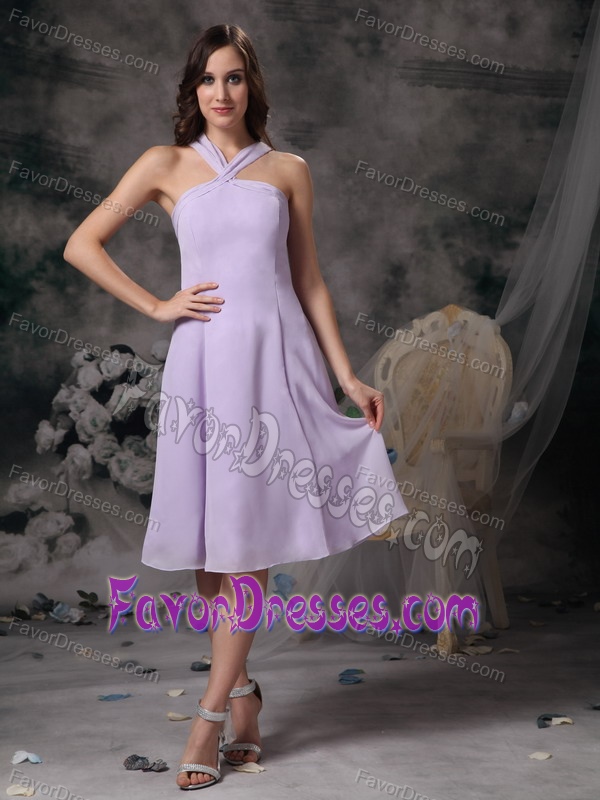 2013 Simple Lilac Empire V-neck Prom Bridesmaid Dress in Chiffon Best Seller
