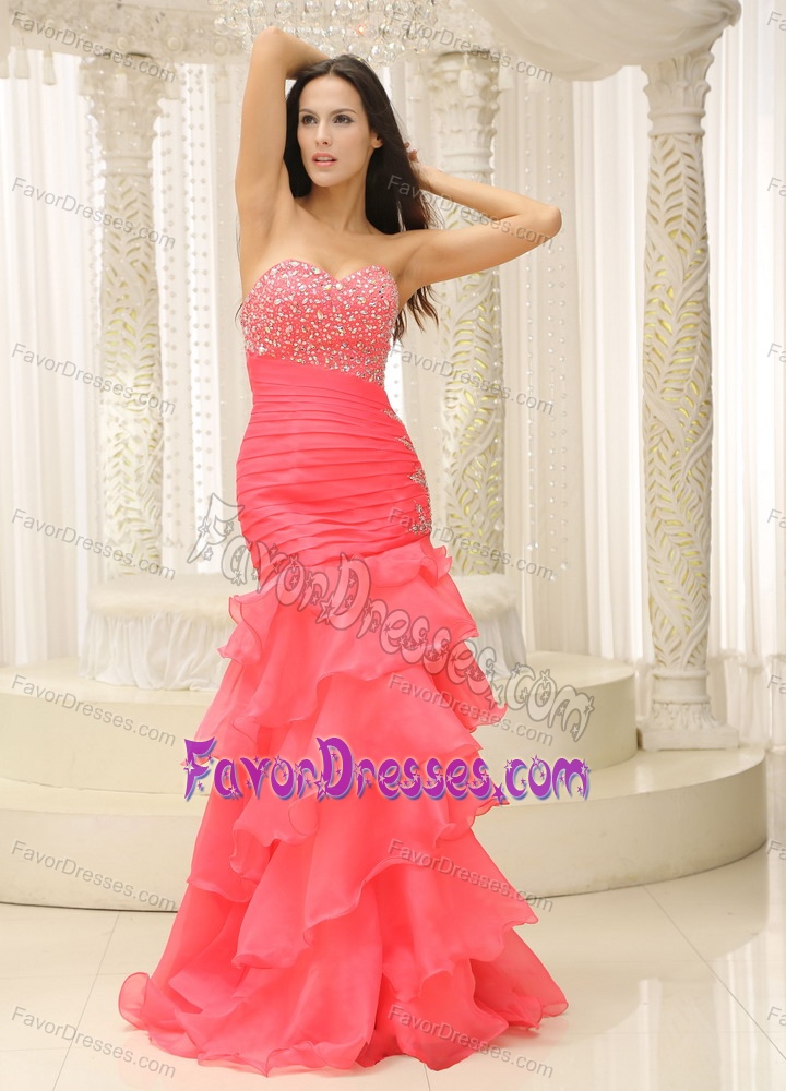 Watermelon Mermaid Sweetheart Magnificent Prom Holiday Dress for Spring
