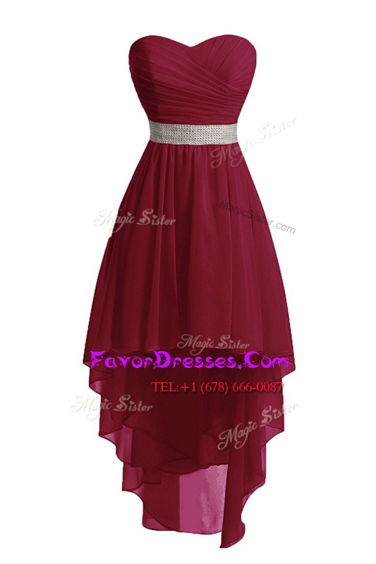  Organza Sleeveless High Low Prom Evening Gown and Belt