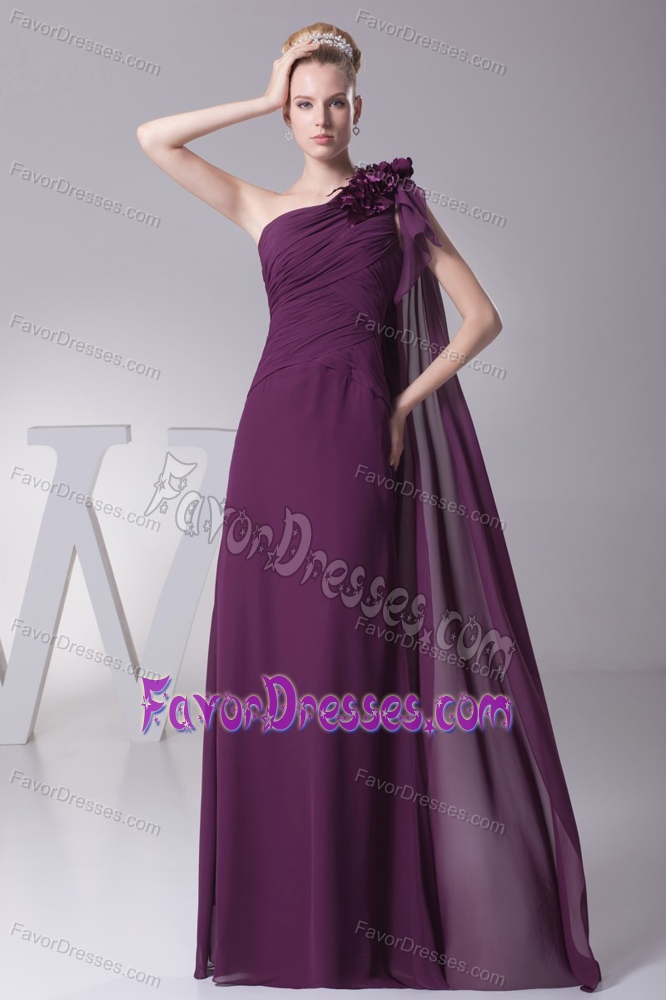 Memorable Sheath Purple One Shoulder Mother Dress with Watteau Train