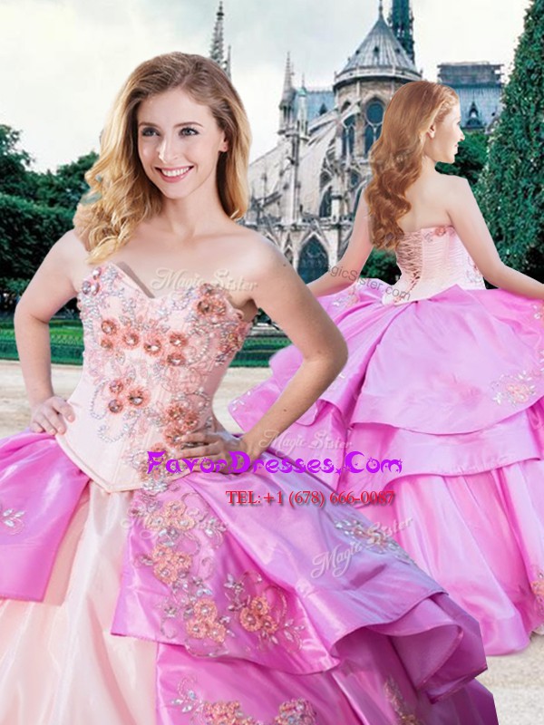  Floor Length Lace Up 15 Quinceanera Dress Lilac for Military Ball and Sweet 16 and Quinceanera with Beading and Embroidery and Ruffles
