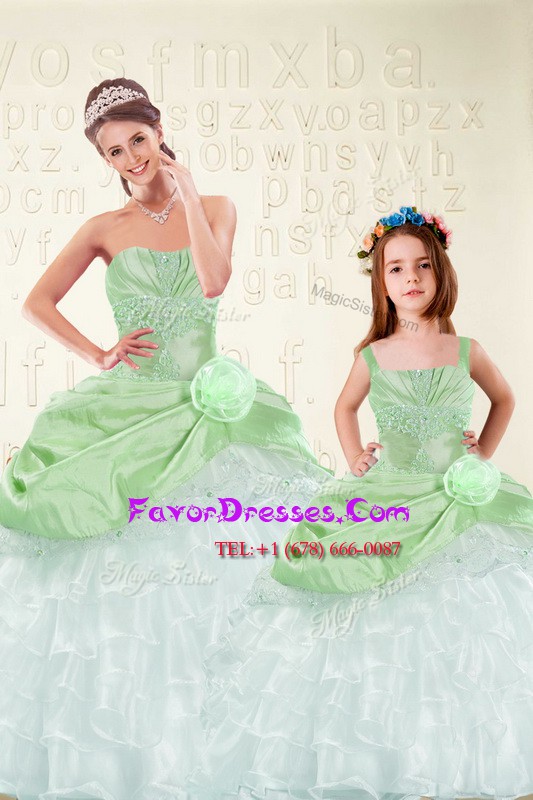  Organza and Taffeta Sweetheart Sleeveless Lace Up Beading and Ruffled Layers and Hand Made Flower Quinceanera Dresses in 