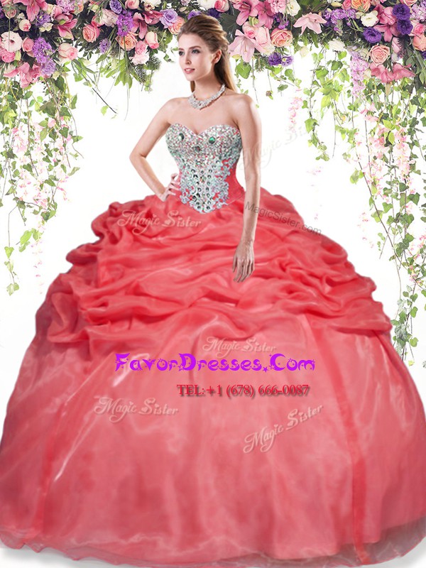 Superior Pick Ups Floor Length Red Quinceanera Gowns Sweetheart Sleeveless Lace Up
