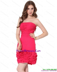 Popular Strapless Mini Length Prom Dresses with Ruching