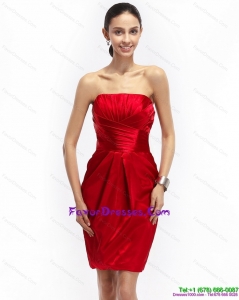Most Popular Strapless Ruching Prom Dresses in Red