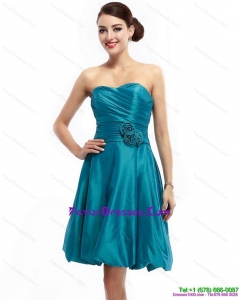 Ruching Sweetheart Prom Dresses with Hand Made Flowers
