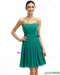 Strapless Ruching and Sash 2015 Short Formal Prom Dresses in Turquosie